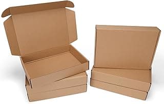 HORLIMER 28x20,4x5,1 cm Cajas de Carton con Tapa para Envios de Paquete, 6 Pack, Cajitas de Papel Kraft para Regalo o Embalaje, Marrón