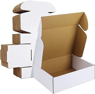 HORLIMER 30,5 x 22,9 x 10,2 cm Cajas de Carton con Tapa para Envios de Paquete, 20 Pack, Cajitas de Papel Kraft para Regalo o Embalaje, Blanco