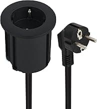 Electraline 62564 Regleta Base Multiple con Enchufe Grommet de Escritorio, Enchufe de Mesa, Cable 2M, D 54 mm Equipado con Adaptador para Orificio estándar de 60 mm, Negro