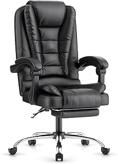 naspaluro Silla de Oficina con Reposapiés, Silla de Escritorio con Respaldo Alto, Función de Inclinación, Silla Reclinable Ergonómico de Altura Ajustable, Silla de Ordenador, Negro