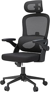 SIHOO M102C Silla ergonomica Escritorio, Silla de Oficina Grande y Alta con reposabrazos Plegables, Soporte Lumbar Ajustable Silla Escritorio, Silla Oficina ergonómica para Uso doméstico - Negro