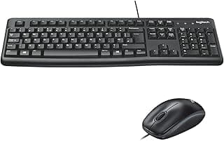Logitech MK120 Combo Teclado y Ratón Óptico con Cable para Windows, Teclado de Tamaño Completo, USB Plug-and-Play, Compatible con PC y Portátil, Disposición QWERTY Español - Negro