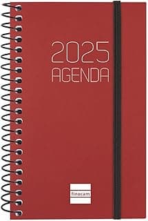 Finocam - Agenda Espiral Opaque 2025 Semana Vista Horizontal Enero 2025 - Diciembre 2025 (12 meses) Burdeos Catalán