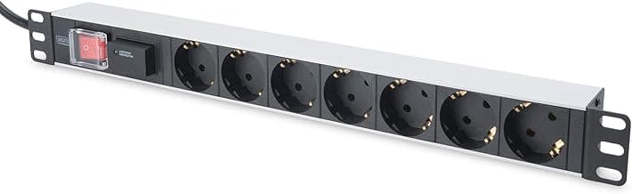 DIGITUS Regleta 19" - 7 tomas - 1U - 250VAC - 50/60Hz - 16A - 4000W - Con interruptor y protección contra sobretensiones