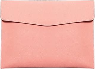 Skyzone Cartera de Documentos A4 en Cuero PU, Organizador Bolsas de Documentos de Viaje, Carpeta de Archivos Impermeable con Cierre a Presión, Estuche de Portafolios de Sobres (Rosa)