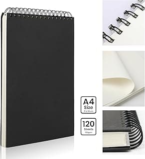 120 Páginas/60 Hojas Cuadernos de Bocetos A4,sketchbook - Bloc de Dibujo - con cartón duradero - ideal para dibujar y dibujar en estudios, escuelas o hogares
