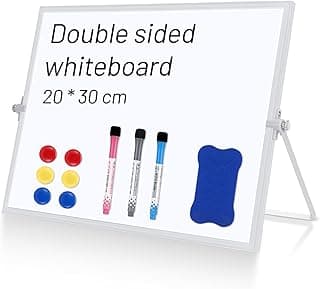 Kasanni Pizarra Blanca MagnéTica PortáTilpizarra Blanca PequeñA uso De Doble Cara White Board Con Soporte Plegable Adecuado Para Oficina, EducacióN En El Hogar y Uso Escolar (20 x 30 cm)