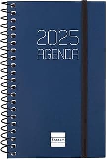 Finocam - Agenda Espiral Opaque 2025 Semana Vista Horizontal Enero 2025 - Diciembre 2025 (12 meses) Azul Español