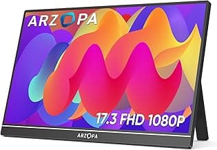 ARZOPA Monitor Portátil Grande de 17,3 Pulgadas, 1920 × 1080 FHD HDR IPS Kickstand Monitor para Computadora Portátil, HDMI USB C Segunda Pantalla Externa para PC/Mac/PS3/4/5/Xbox (A1M)