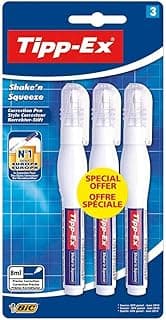 Tipp-Ex Shake'n Squeeze Corrector Líquido (4 ml) – Blíster de 3 unidades