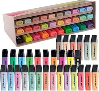 STABILO BOSS ORIGINAL Set de 30 marcadores, 9 fluorescentes, 14 pastel, 6 en tonos naturales y 1 negro, perfecto para marcar, resaltar y subrayar
