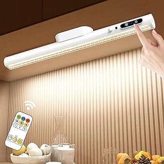 Hapfish Flexo LED Escritorio con Sensor Movimiento, 4000mAh Barra de Luz Armario USB Recargable, Lampara Escritorio Bateria Magnetica Inalambrica con Mando a Distancia, Luces Sin Cable para Cocina