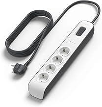 Belkin Regleta de enchufes de 4 tomas con protección contra sobretensiones, ladrón con 4 enchufes de CA protegidas, 525 julios, cable de 2 metros, multiplicador de enchufes con protección eléctrica