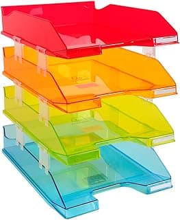 Exacompta 113299SETD - Set de 4 bandejas para documentos A4 + - 347x255x244 mm - COMBO MIDI - Surtido de colores (translucido)