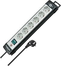 Brennenstuhl Premium-Line regleta de enchufes con 6 Tomas de Corriente (Cable de 5m, con Interruptor, montable, Fabricado en Alemania) Negro/Gris
