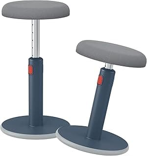 Leitz 65180089 - Taburete Leitz Ergo Cosy Active, Ergonómico para Trabajar de Forma Flexible de Pie o Sentado, Con Base Redondeada, Altura Ajustable de 45 a 79 cm, Gris Terciopelo