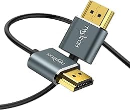 Twozoh HDMI Ultra Fino 0,5M, Cable HDMI 2.0 Hiper Delgado, Extremo Flexible Compatible Con 3D/4K 60Hz, 2160P, 1080P