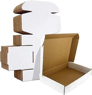 HORLIMER 28 x 20,4 x 5,1cm Cajas de Carton con Tapa para Envios de Paquete, 25 Pack, Cajitas de Papel Kraft para Regalo o Embalaje, Blanco