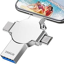 Tioreint Pendrive 256 GB Memoria USB 4 en 1 USB 3.0 Pen Drive Alta Velocidad Photo Stick Disco Duro Externo Compatible con Teléfonos Computadoras Android OTG PC Ordenador Portátil