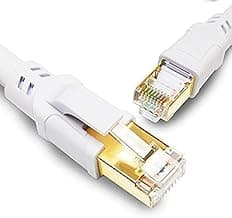 Yauhody 2pcs Cat 8 Cable Ethernet 2m, 40Gbps 2000Mhz RJ45 Cable de Red S/FTP Gigabit Lan Cable Internet 2m para POE, PS5, X box, Router, TV, Switch, Módem, Más rápido que Cat7 Cat6 (Blanco)