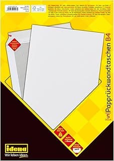 Idena 10247 - Sobre postal DIN B4, 120 g/m², sensible a la presión, con dorso de cartón, sin ventana, blanco, 5 unidades