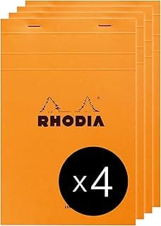 RHODIA 15600C - Bloc-Notes Agrafé N°15 Giantpad Orange - A5 - Ligné - 150 Feuilles Détachables - Papier Clairefontaine 80G - Couverture en Carte Enduite - Paquet de 4 blocs