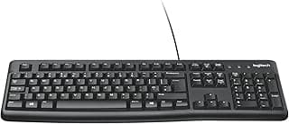 Logitech K120 Teclado con Cable para Windows, USB Plug-and-Play, Tamaño Estándar, Resistente a las Salpicaduras, Barra de Espacio Curvada, PC y el Portátil, Disposición QWERTY Español - Negro