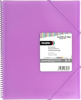 Grafoplás | Carpeta con Fundas Transparentes A4 | Lavanda | 30 Fundas Polipropileno Extra | Tapas de Plástico Flexible | Espiral PVC | Maxiplás Multiline | Perfecto como Material Escolar y Oficina