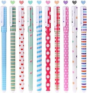 OFFCUP 10pcs Bolígrafos de Gel Bonitos, Bolígrafos Lindos de Tinta de Gel de Colores de 0,38 mm, Bolígrafo de Colores Infantil Adulto para Escribir, Dibujar y Delinear (Celosía)