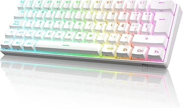 RK ROYAL KLUDGE RK61 Teclado Inalambrico, Español Teclado Mecánico Gaming 60% RGB Bluetooth/USB-C/2.4Ghz Interruptor Marrón Hot Swap Compatible con MacBook/iPad/iOS/Mac OX/Windows PC Tableta, Blanco