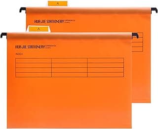 12 unidades Foolscap Grande Archivadores de suspensión con pestañas e insertos para tarjetas,Naranja, Archivo Carpetas Colgantes Polipropileno, Medidas 41 x 25 x 37 cm