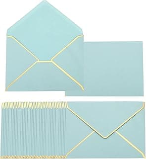 PATIKIL 100 Paquete A7 Sobres 5 x 7 Tarjeta Sobres V Solapa Sobres con Oro Borde para Oficina, Boda Regalo Tarjetas, Invitaciones, Graduación, Fiestas (Verde)