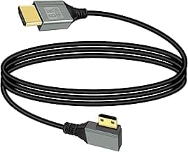 RIIEYOCA Cable Mini HDMI a HDMI 2.1 8K@60Hz 48Gbps con curvatura de 90 grados hacia la izquierda, compatible con ordenadores portátiles, videocámaras, etc. (a la izquierda, 1M)