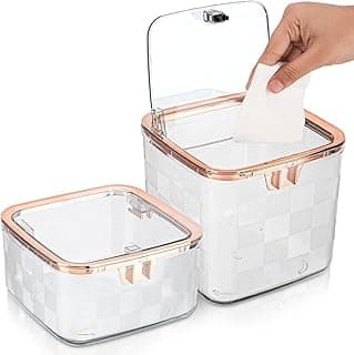 BELLE VOUS Set de Papeleras para Baño - 2X Mini Papelera de 1,4 y 2,2 L para Baño Cocina Habitacion u Oficina - Cubo de Basura Transparente de Escritorio sobre Mesa con Tapa