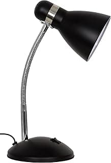 BEL AIR HOME - Lámpara de Escritorio MEGARA 1xE27 - Flexo para Mesa de Trabajo o Mesita de Noche de Metal - 40cm de Altura - Interruptor ON/OFF en Base (NEGRO)