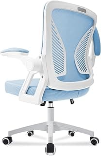 Milacyee Silla de Oficina Ergonómica,con Soporte Lumbar, Ruedas Giratorias de 360 Grados,Malla Transpirable,Reposacabezas Ajustable,Reposabrazos Regulables en Altura, (Azul)