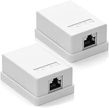 deleyCON 2x CAT 6a Superficie RJ45 1x Puertos Conector de Red Blindados FTP 10 Gbit Ethernet LAN Cable de Conexión - Blanco