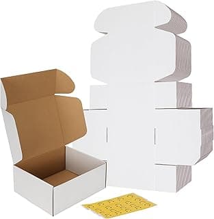 RLAVBL 25.4x20.4x10.2cm Cajas de Cartón, Caja de Cartón con Tapa, Cajas de Carton para Envios, Pack 20, Blanco.