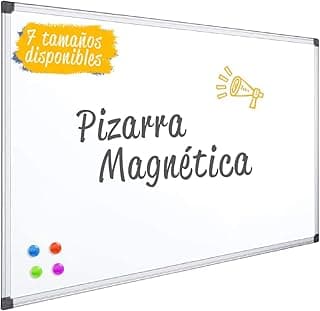 OFITURIA® Pizarra Blanca Magnética Lacada Con Marco De Aluminio Resistente Fácil De Borrar En Seco, Medida 45x30 cm