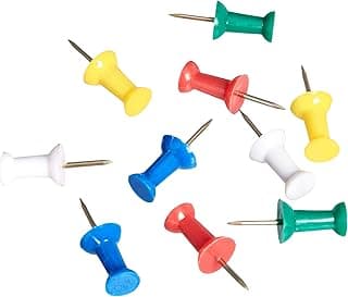 Amazon Basics Chinchetas, punta de acero, 100 unidad, Multicolor