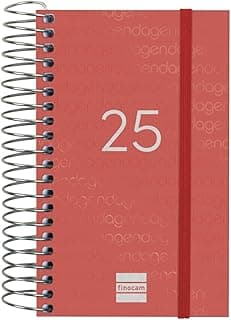 Finocam - Agenda Espiral Year 2025 1 Día Página Enero 2025 - Diciembre 2025 (12 meses) Rojo Español
