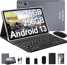 AOCWEI Tablet 11 Pulgadas 2K Android 13 16GB RAM+256GB ROM (TF 512GB)|8600 mAh|5MP+13MP+2MP| 2000 * 1200pixels |Bluetooth 5.0 |5G+2.4G WiFi |Octa-Core|Tablet con Teclado + Ratón+Funda