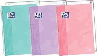 Oxford , Cuadernos A4, Pack de 3 Libretas A4 Microperforadas Europeanbook 1, Tapa Extradura, Espiral, A4+, Cuadrícula 5x5, Colores Pastel