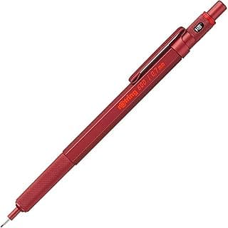 Rotring Portaminas 600 | 0,7 mm | Portaminas de cuerpo de metal rojo | Agarre estriado antideslizante y barril hexagonal