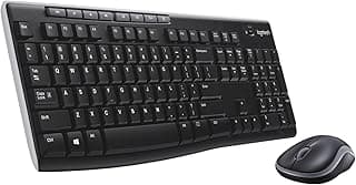 Logitech MK270 Combo Teclado y Ratón Inalámbrico para Windows, 2,4GHz Inalámbrico, Ratón Compacto, 8 teclas multimedia y de acceso directo, 2 años de batería, PC, PC Portátil, QWERTY Español - Negro