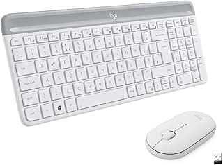 Logitech MK470 Combo Teclado y Ratón Inalámbrico para Windows, 2.4 GHz con Receptor USB, Diseño Compacto, Batería de Adecuada Duración, Disposición QWERTY Español, Blanco