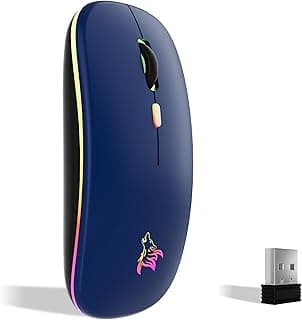 TQQ Raton ​Inalambrico Recargable, Ratón Retroiluminado de 7 Colores con Mini Receptor USB de 2,4 GHz, Raton Gaming, Compatible con Laptop, PC, Ordenador, Chromebook, Notebook y iPad, etc