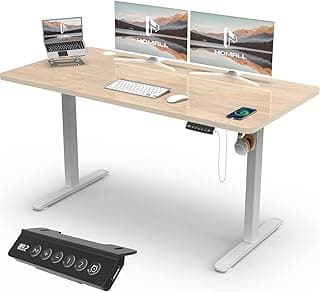 Homall 140X60 Cm Escritorio Elevable con Toma USB, Escritorio Elevable Eléctrico con Funciones De Sistema Anticolisión, Mesa De Escritorio con Soporte Eléctrico,Arce