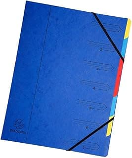 Exacompta 54072E - Clasificador grapado con gomas 7 compartimentos, azul