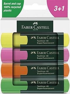 Faber-Castell 254844 - Pack de 4 Subrayadores Textliner 48 - Surtido